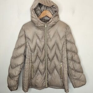 Michael Kors Packable Down Puffer Jacket Hooded Zip Up Q
